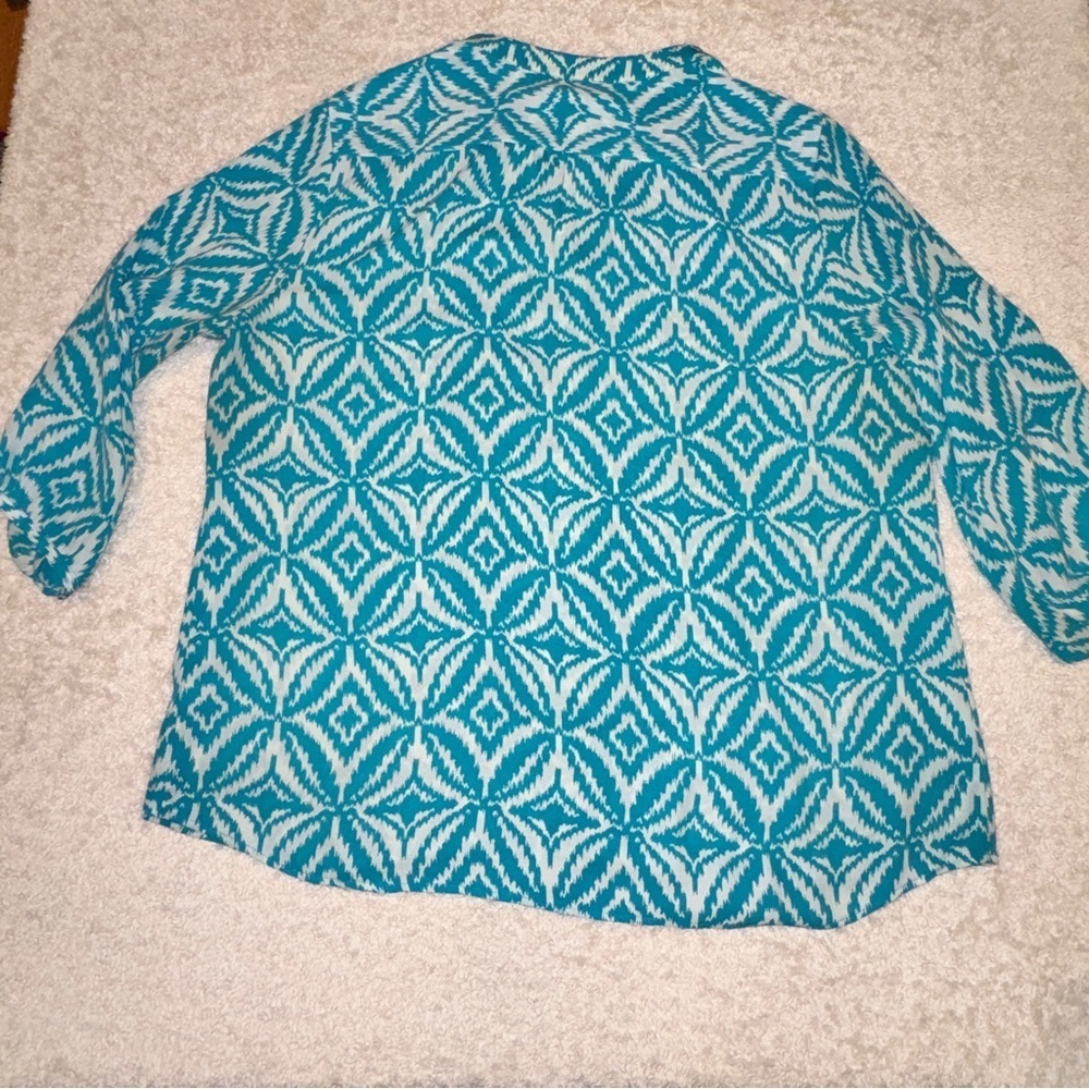 Banana Republic Blue Geometric Blouse - Picture 7 of 8
